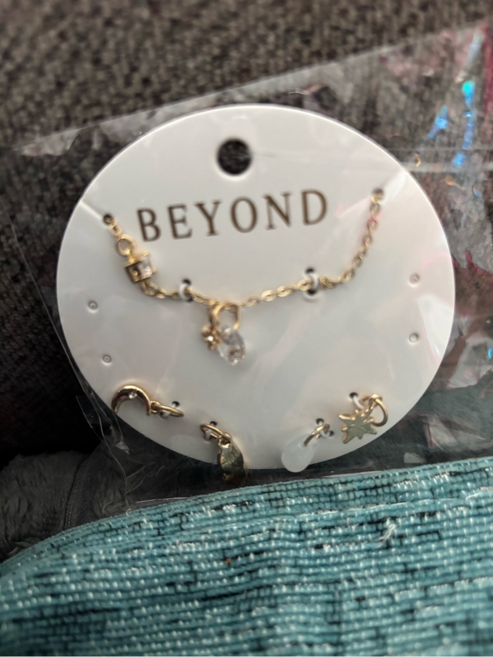 Gold-Plated Crystal moon stone charmed Necklace